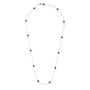 14K Yellow GOLD Lapis Lazuli Station Necklace